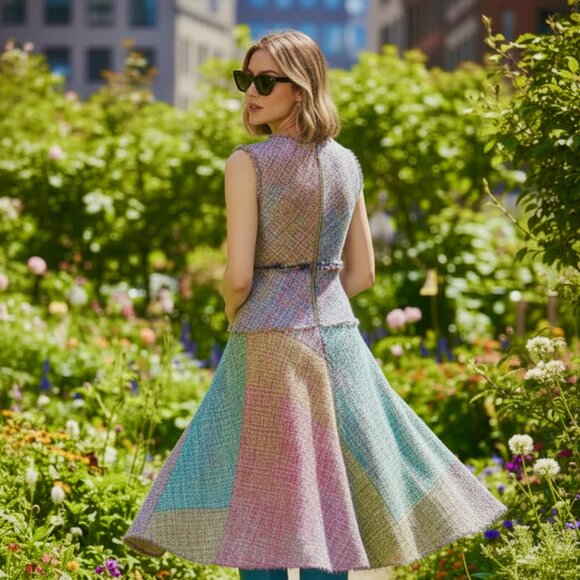 ESCADA TWEED MIDI DRESS SIZE 32D, XS/S US NEW - Picture 6 of 15